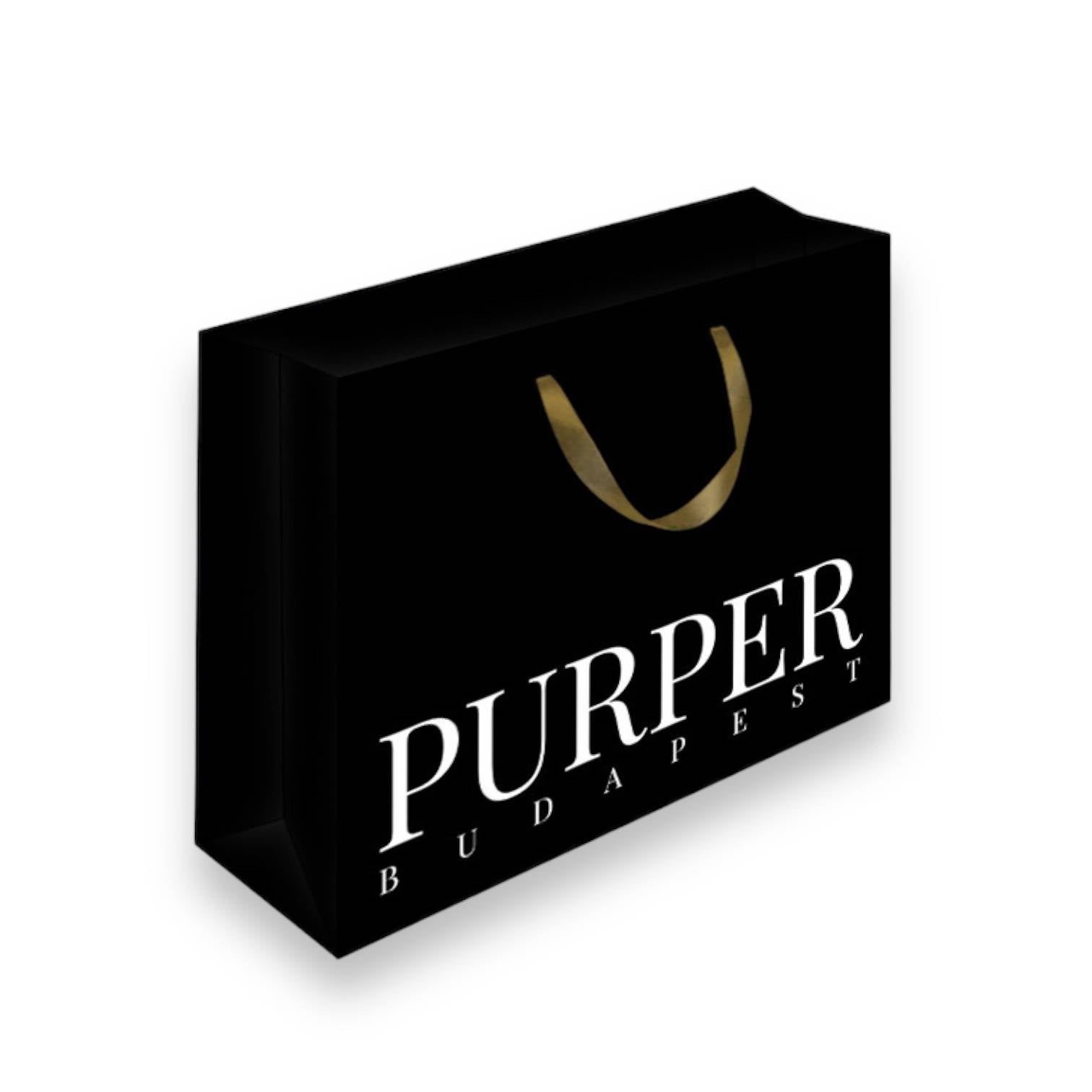 PRÉMIUM FÉNYES AJÁNDÉKTÁSKA ARANY SZALAGFÜLLEL